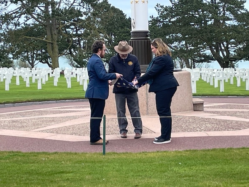 Folding flag at American Cemetery in Normandy