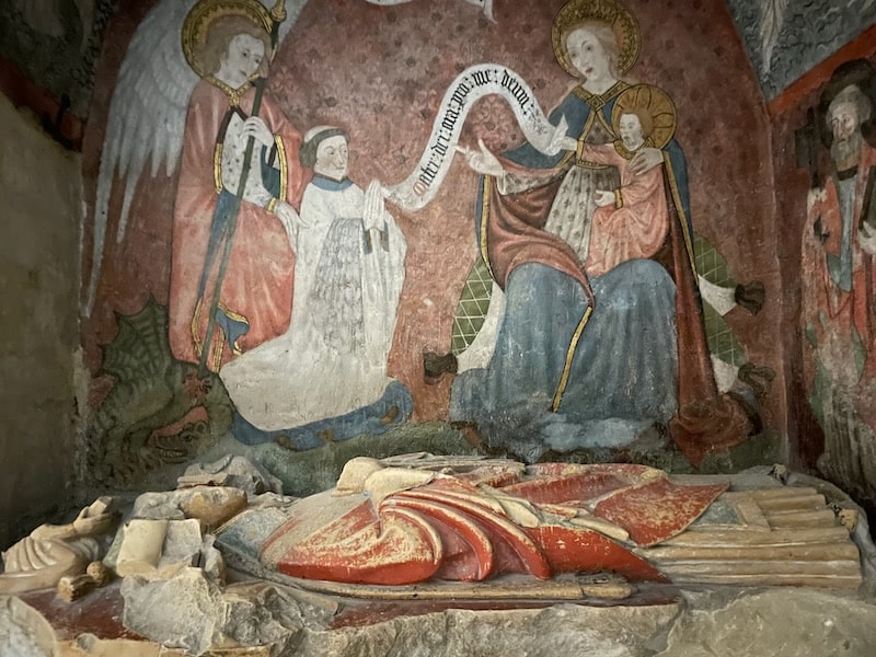 Bayeux cathedral crypt with frescoes