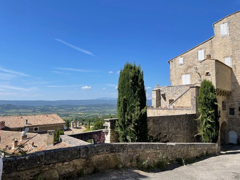 Distant view of the Luberon from the ramparts of Bonnieux