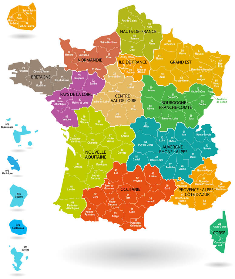 France Departments And Regions Map - Rhea Velvet