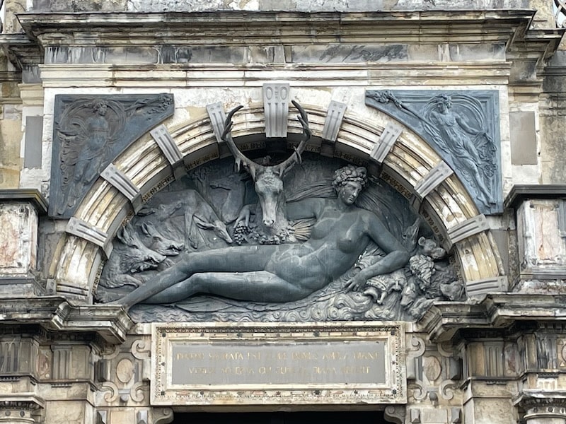 Replica of the Nymph of Anet by Benvenuto Cellini, over the entrance of the Chateau d'Anet