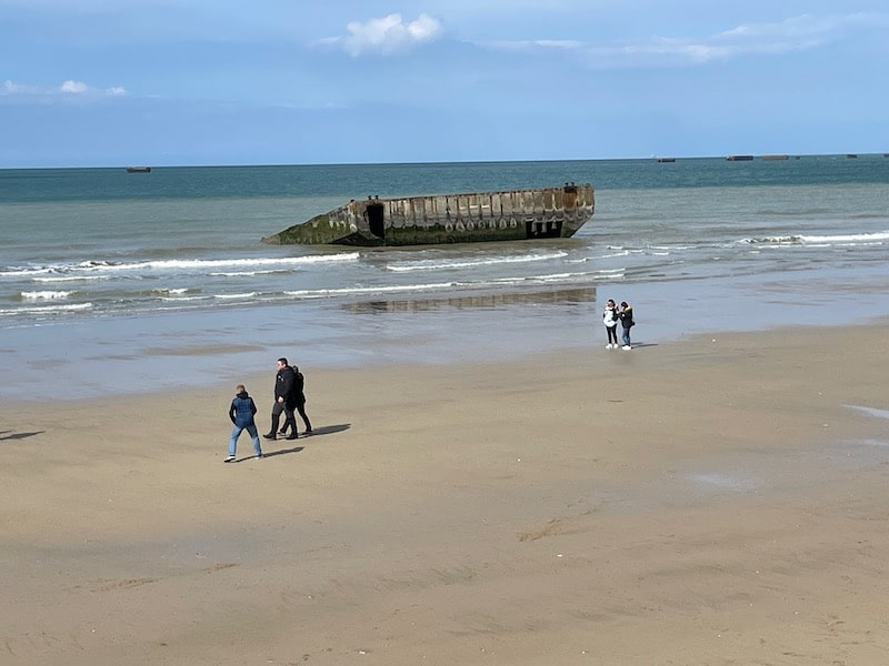 Remnants of Mulberry Harbor at Arromanches, Normandy