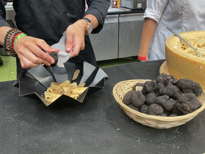Lyon Street Food Festival offering of rigatoni with truffles