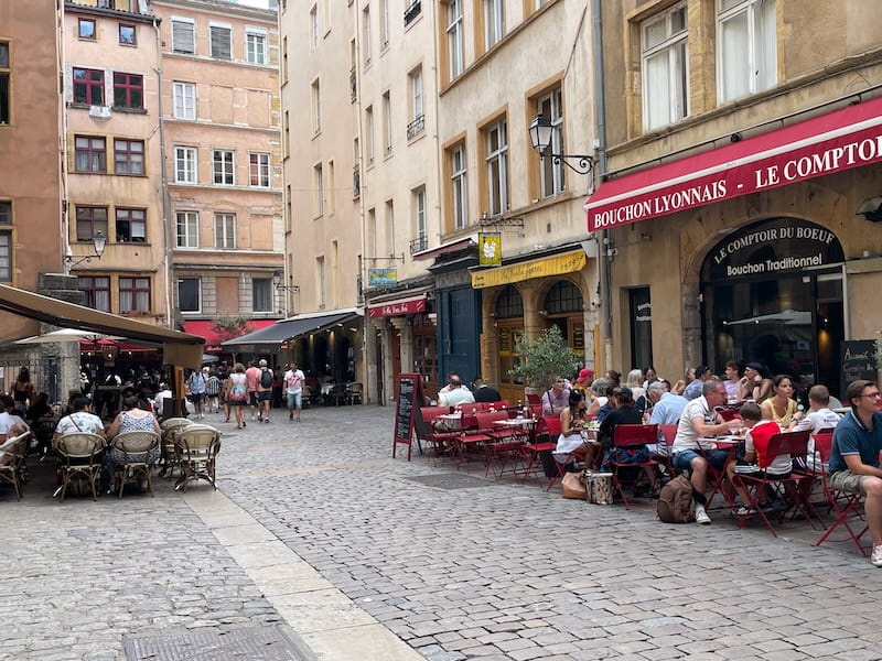 Outdoor cafes and restaurants in Old Lyon