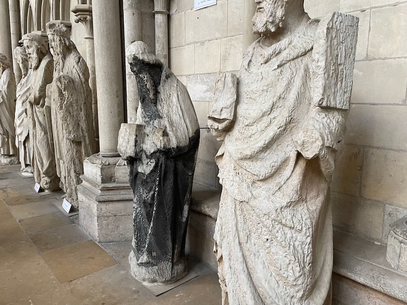 Rouen Cathedral's original statues, moved indoors to avoid destruction by pollution