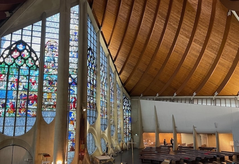 Interior of church of St Joan of Arc in the Place du Vieu-Marche in Rouen