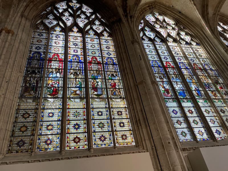 Stained glass windows at Abbatiale St Ouen in Rouen France