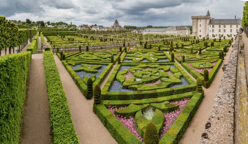 Famous flower and vegetable gardens at Villandry Castle